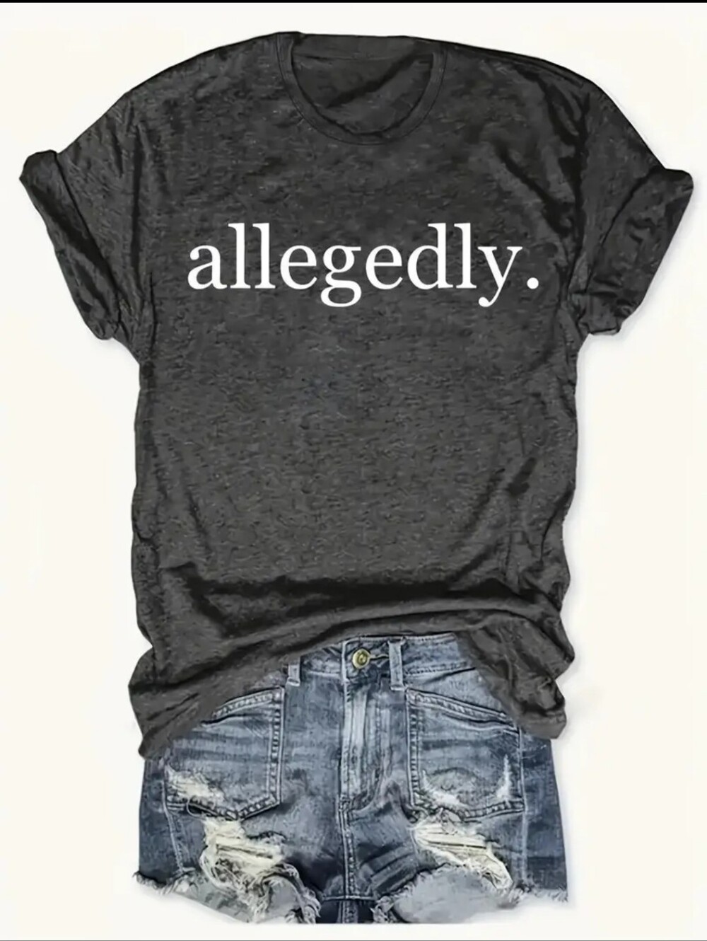 Allegedly Graphic Tee T-shirt Gray NEW Large Sarcastic Statement Tee